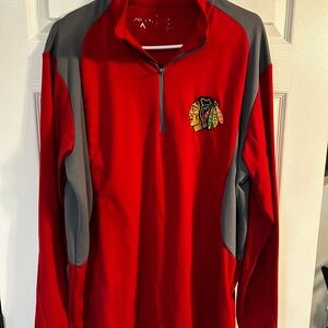 NHL Chicago Blackhawks Red and Gray Quarter-Zip Pullover